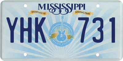 MS license plate YHK731