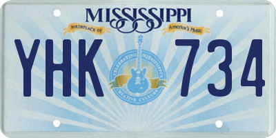 MS license plate YHK734