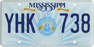 MS license plate YHK738