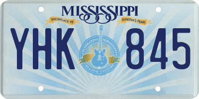 MS license plate YHK845