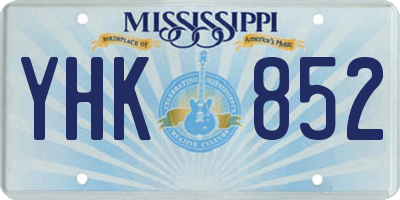 MS license plate YHK852