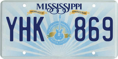 MS license plate YHK869