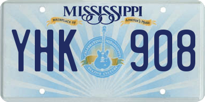 MS license plate YHK908