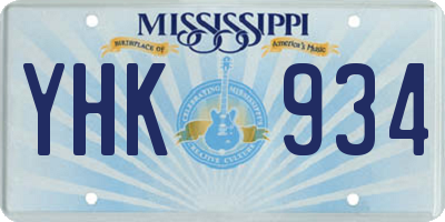 MS license plate YHK934
