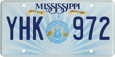 MS license plate YHK972