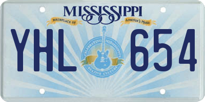 MS license plate YHL654