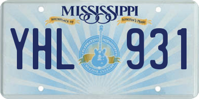 MS license plate YHL931