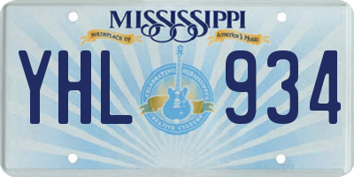 MS license plate YHL934