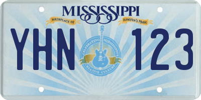 MS license plate YHN123