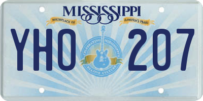 MS license plate YHO207