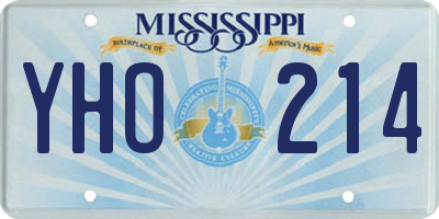 MS license plate YHO214
