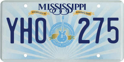 MS license plate YHO275