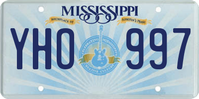 MS license plate YHO997