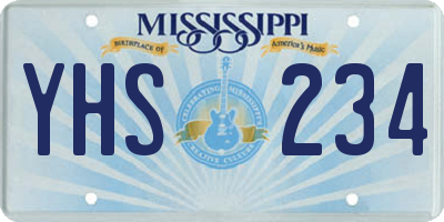 MS license plate YHS234