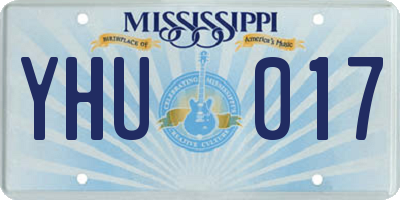 MS license plate YHU017