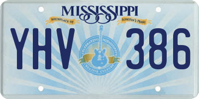 MS license plate YHV386
