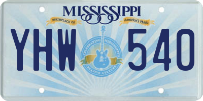MS license plate YHW540