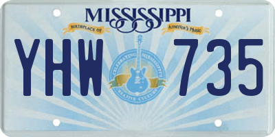 MS license plate YHW735