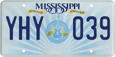 MS license plate YHY039