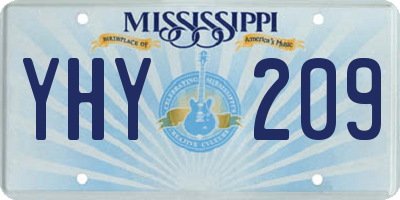 MS license plate YHY209