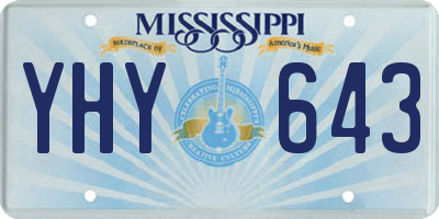 MS license plate YHY643