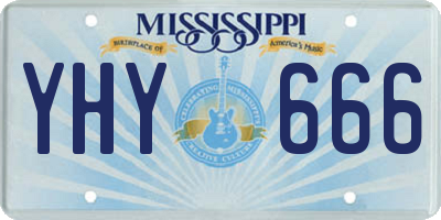 MS license plate YHY666