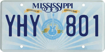 MS license plate YHY801