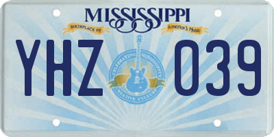 MS license plate YHZ039