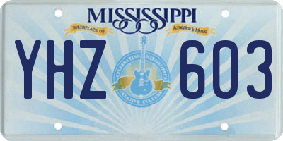 MS license plate YHZ603