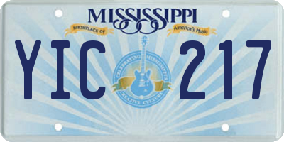 MS license plate YIC217