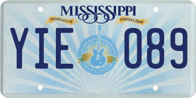 MS license plate YIE089