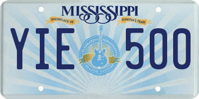 MS license plate YIE500