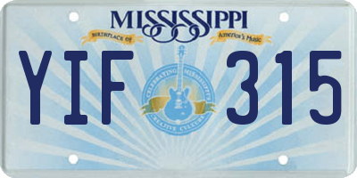MS license plate YIF315