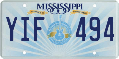 MS license plate YIF494