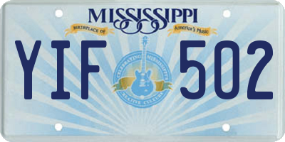 MS license plate YIF502