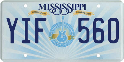 MS license plate YIF560