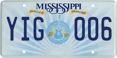 MS license plate YIG006