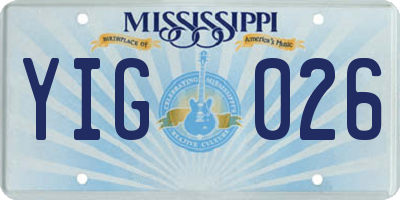 MS license plate YIG026