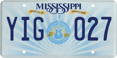 MS license plate YIG027