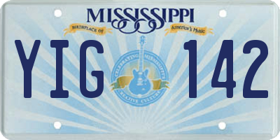 MS license plate YIG142