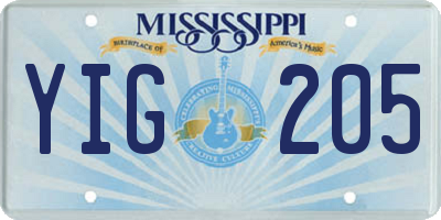 MS license plate YIG205