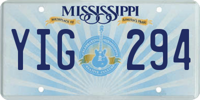 MS license plate YIG294