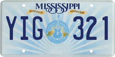 MS license plate YIG321