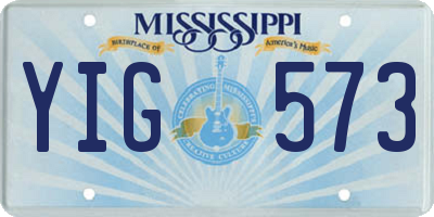 MS license plate YIG573