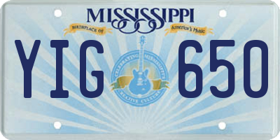 MS license plate YIG650