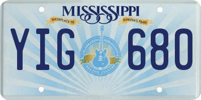 MS license plate YIG680