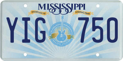 MS license plate YIG750