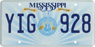 MS license plate YIG928