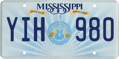MS license plate YIH980