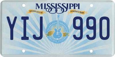 MS license plate YIJ990